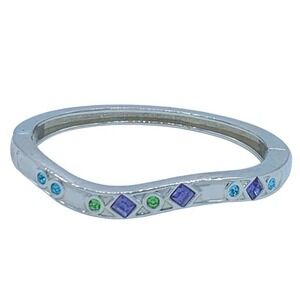 Gray bracelet w/blue/Green & purple fashion stones